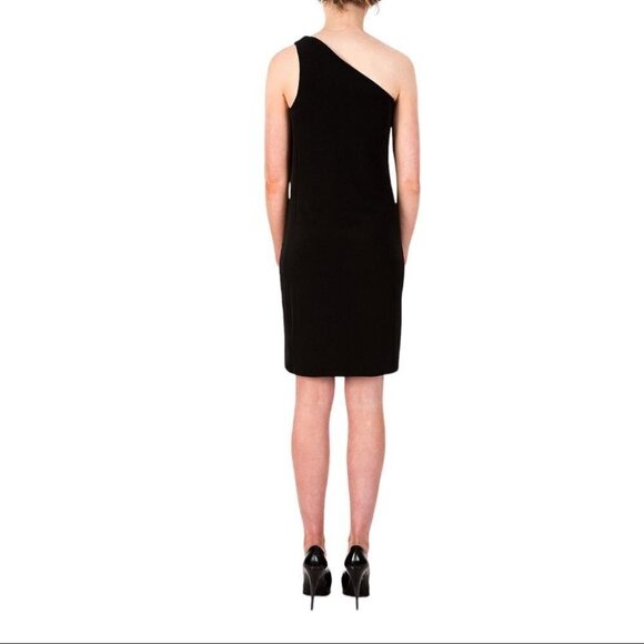 ** Michael Kors Black Cotton One Shoulder Layer Dress Size S - Picture 2 of 9